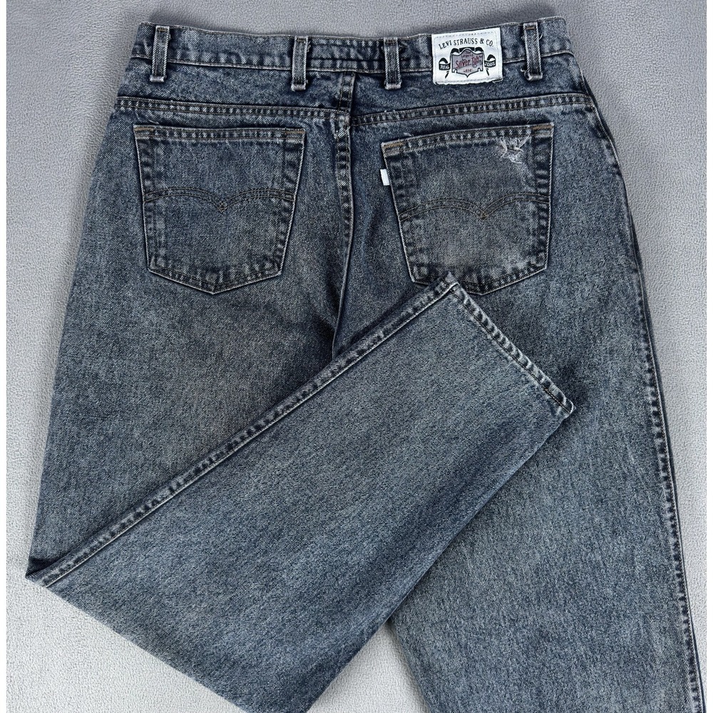 Levis SilverTab Jeans 36x32 Blue 549 Pleated Taper Distressed Vintage 90s USA